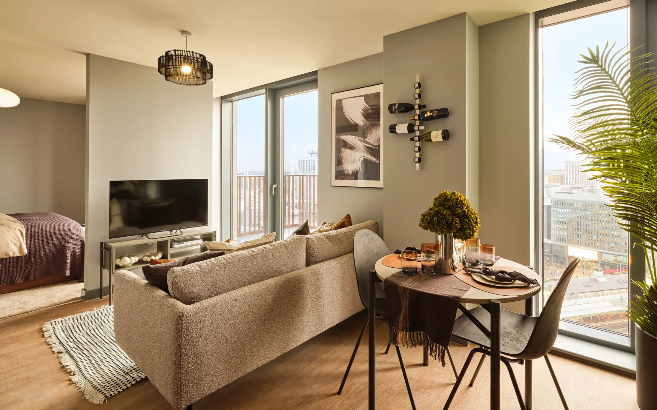 Tai Afon - Studio Apartment - Living and dining area